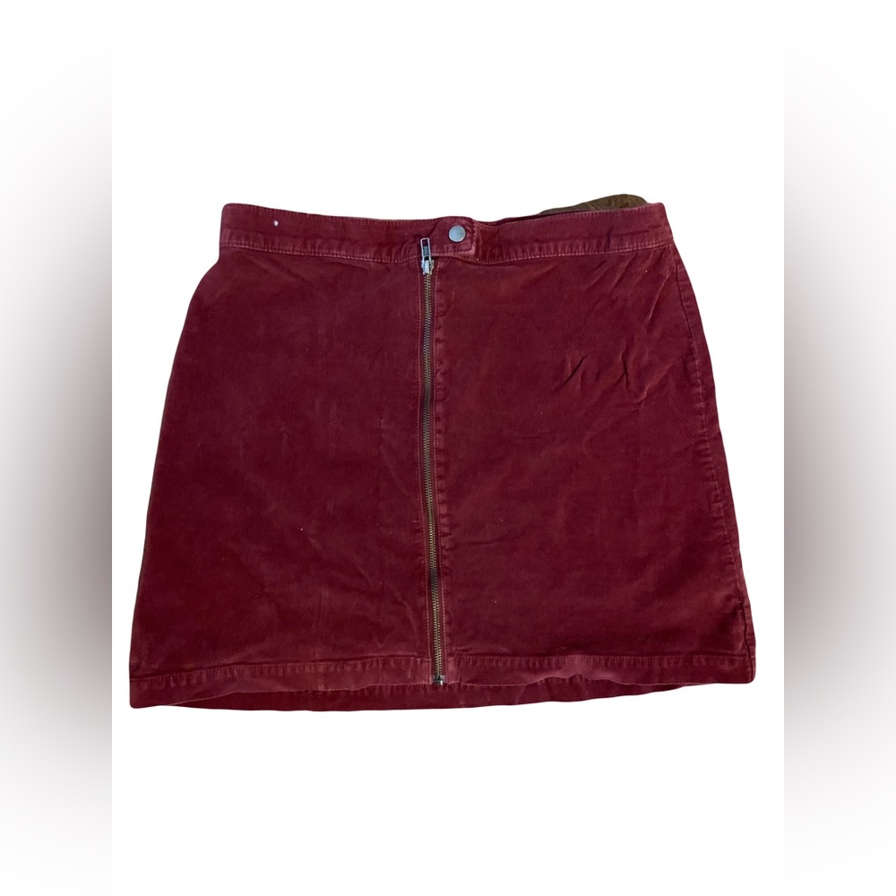 Madewell Burgundy Zip up Skirt Size 10